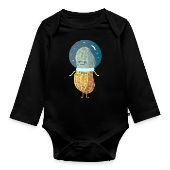 Erdnuss als Astronaut - Baby Bio-Langarm-Body - Schwarz - Vorne