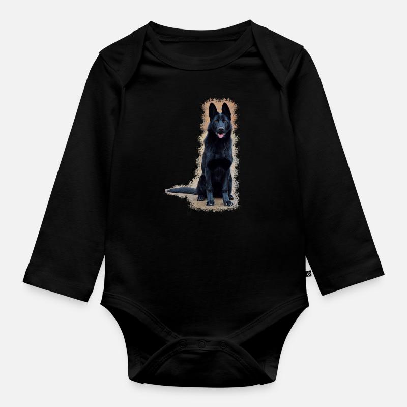 Schwarzer Schäferhund - Baby Bio-Langarm-Body - Schwarz
