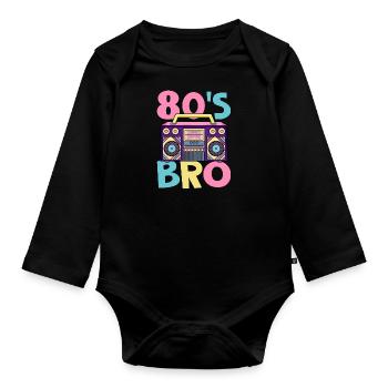 Party 80s 80s Bro Mottoparty 80's - Organic Longsleeve Baby Bodysuit - black - Front