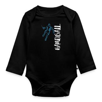 Handball Sport Entraîneur Hobby Sort cadeau - Body Bébé bio manches longues - noir - Devant