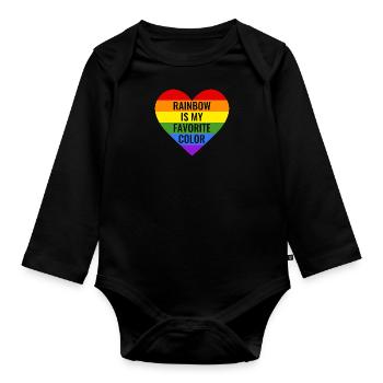 Regenbogen ist meine Lieblingsfarbe - Baby Bio-Langarm-Body - Schwarz - Vorne