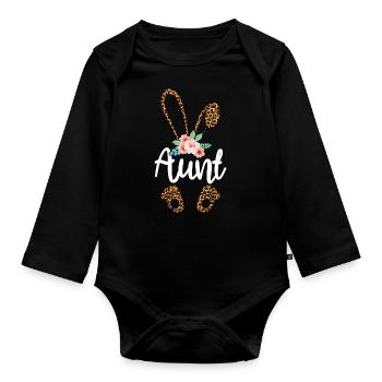 Tante Amoureux des animaux Femmes Mignon Jour de Pâques - Body Bébé bio manches longues - noir - Devant