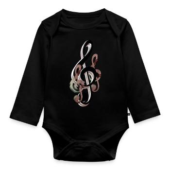 Clef - Organic Longsleeve Baby Bodysuit - black - Front