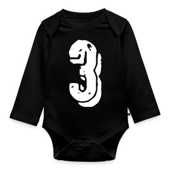 Maillot numéro 3 - Body Bébé bio manches longues - noir - Devant