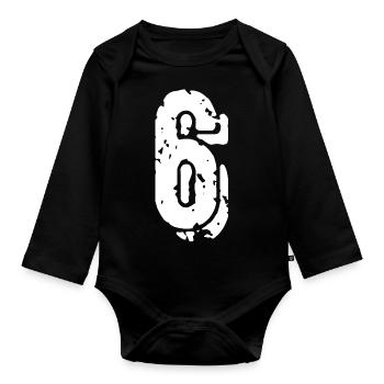 Maillot numéro 6 - Body Bébé bio manches longues - noir - Devant