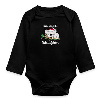 Mein Offizielles Schlafshirt Koala Weihnachten - Baby Bio-Langarm-Body - Schwarz - Vorne