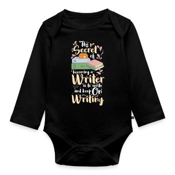 Writer Hobby Reading - Organic Longsleeve Baby Bodysuit - black - Front