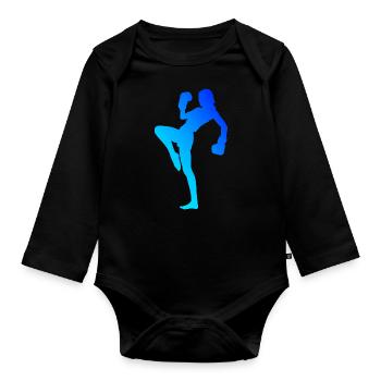 Men's Kickboxing Boxing Kickboxing Kickboxer - Organic Longsleeve Baby Bodysuit - black - Front