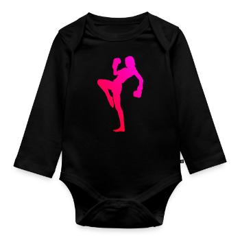 Men's Kickboxing Kickboxer Boxing Boxing Kickboxing - Organic Longsleeve Baby Bodysuit - black - Front