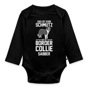 Hund Border Collie - Baby Bio-Langarm-Body - Schwarz - Vorne