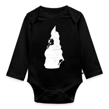Klettern Bouldern - Baby Bio-Langarm-Body - Schwarz - Vorne