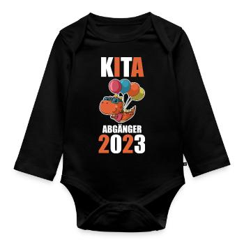 Schulkind 2023 Schulbeginn Dinosaurier Einschulung - Baby Bio-Langarm-Body - Schwarz - Vorne