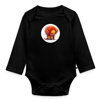 Tier Löwe fantasy und niedlich - Baby Bio-Langarm-Body - Schwarz - Vorne