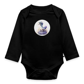 Animal giraffe fantasy and cute - Organic Longsleeve Baby Bodysuit - black - Front