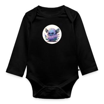 Lustiges und süßes Tier - Baby Bio-Langarm-Body - Schwarz - Vorne