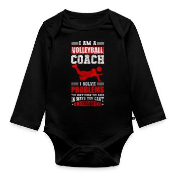 Volleyball Player Win Match - Organic Longsleeve Baby Bodysuit - black - Front