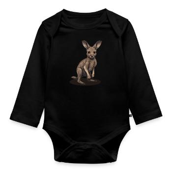 Kangaroo Baby Kangaroo Marsupial Kangaroo - Organic Longsleeve Baby Bodysuit - black - Front