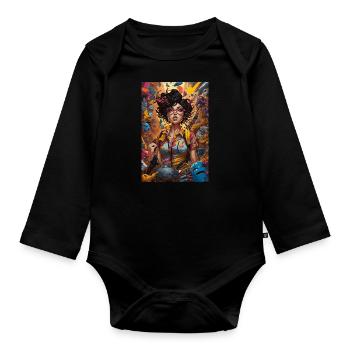 Design d’art féminin - Body Bébé bio manches longues - noir - Devant