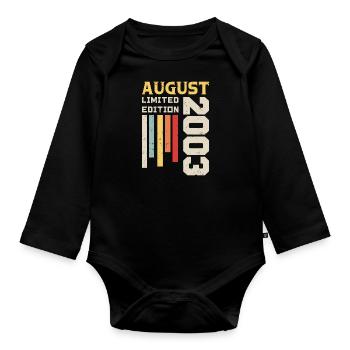 Août 2003 - Cadeau anniversaire Août 2003 Août - Body Bébé bio manches longues - noir - Devant