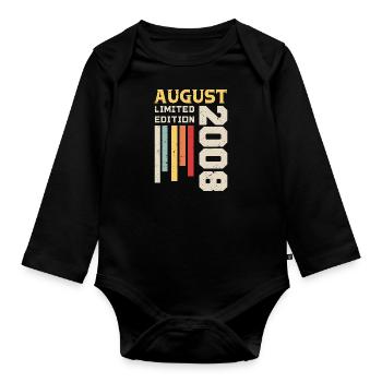 Août 2008 - Cadeau anniversaire Août 2008 Août - Body Bébé bio manches longues - noir - Devant