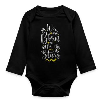 Starry Sky Shooting Star Dream Moon - Organic Longsleeve Baby Bodysuit - black - Front