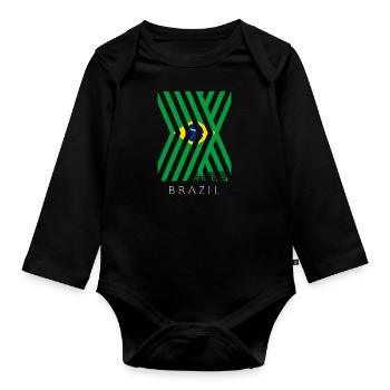Drapeau du Brésil Drapeau brésilien Amérique du Sud - Body Bébé bio manches longues - noir - Devant