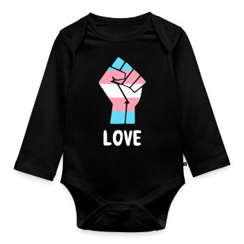 Liebe Trans Pride Faust Design für Equality - Baby Bio-Langarm-Body - Schwarz - Vorne