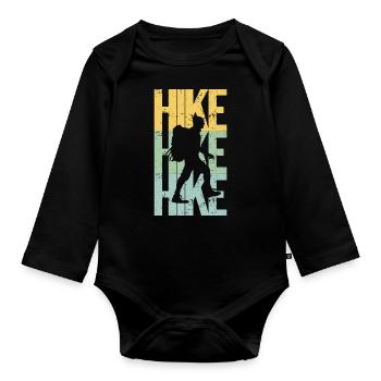 Retro Vintage Outdoors Nature Hike | Camping Park - Organic Longsleeve Baby Bodysuit - black - Front