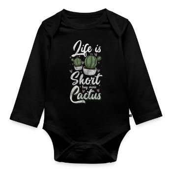 Jardin de cactus épineux - Body Bébé bio manches longues - noir - Devant