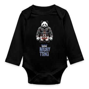 Muay Thai Kickboxen und Thaiboxen panda - Baby Bio-Langarm-Body - Schwarz - Vorne