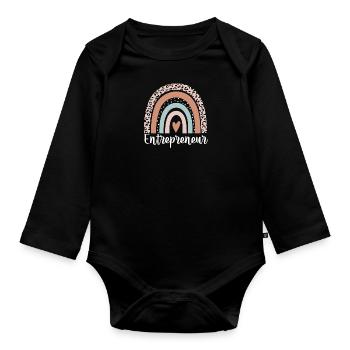 Entrepreneur Rainbow Leopard Funny Entrepreneur - Organic Longsleeve Baby Bodysuit - black - Front