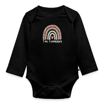 Tax Examiner Rainbow Leopard Funny Tax Examiner - Organic Longsleeve Baby Bodysuit - black - Front