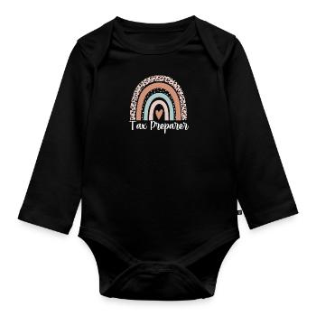 Tax Preparer Rainbow Leopard Funny Tax Preparer - Organic Longsleeve Baby Bodysuit - black - Front
