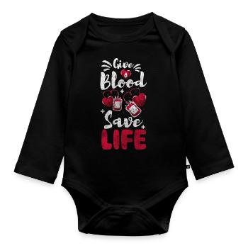 Blutspender Leben Gemeinschaft Danke - Baby Bio-Langarm-Body - Schwarz - Vorne