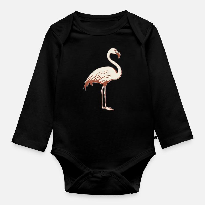 Flamingo Malerisch - Baby Bio-Langarm-Body - Schwarz