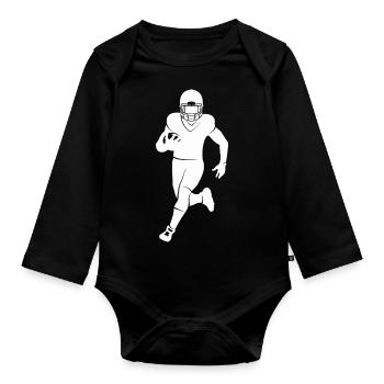 Joueur de football américain Silhouette Hommes - Body Bébé bio manches longues - noir - Devant