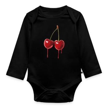 Cherry - Organic Longsleeve Baby Bodysuit - black - Front