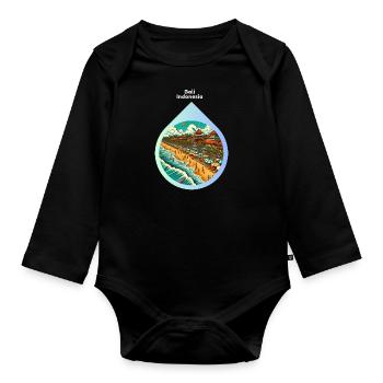 KI-Design: Traumhafter Strand in Bali, Indonesien. - Baby Bio-Langarm-Body - Schwarz - Vorne