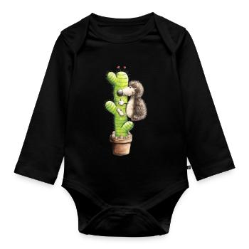 Igel in Love - Baby Bio-Langarm-Body - Schwarz - Vorne