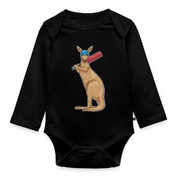 Kangourou Cricket Batte de cricket - Body Bébé bio manches longues - noir - Devant
