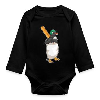 Penguin Cricket Cricket Bat - Body Bébé bio manches longues - noir - Devant