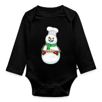 Cuisson de Noël Snowman - Body Bébé bio manches longues - noir - Devant