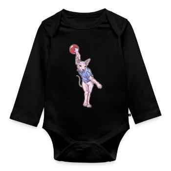 Sphynx Cat Bowling Bowling Ball - Organic Longsleeve Baby Bodysuit - black - Front
