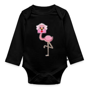 Flamingo Braut Brief Hochzeit - Baby Bio-Langarm-Body - Schwarz - Vorne