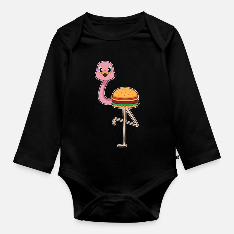 Flamingo Burger - Baby Bio-Langarm-Body - Schwarz