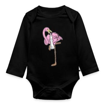 Flamingo Chess Piece King Chess - Organic Longsleeve Baby Bodysuit - black - Front