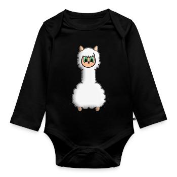 Alpaca - Organic Longsleeve Baby Bodysuit - black - Front