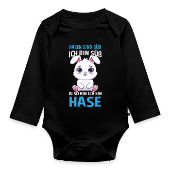 Hasen Sind Süß Ich Bin Süß Also Bin Ich Ein Hase - Baby Bio-Langarm-Body - Schwarz - Vorne
