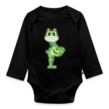 Frog Volleyball Player Volleyball Sports - Organic Longsleeve Baby Bodysuit - black - Front