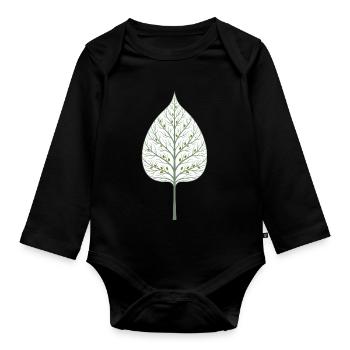 Hidden tree in the leaf - Organic Longsleeve Baby Bodysuit - black - Front